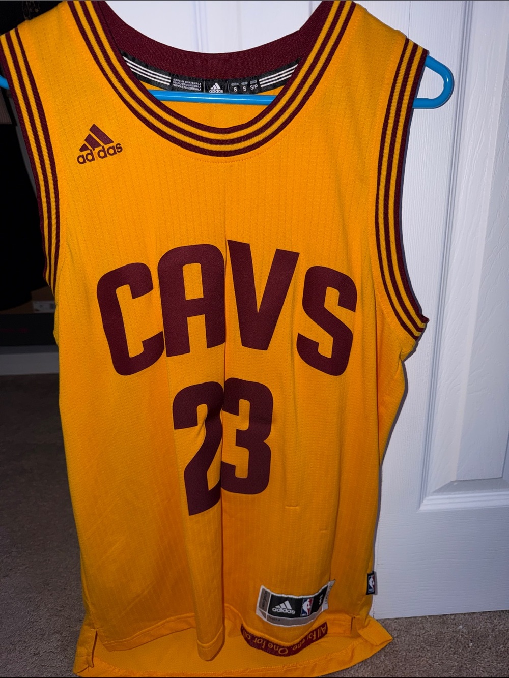 adidas Gold and Maroon CAVS #23 Basketball Jersey